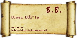 Blasz Béla névjegykártya